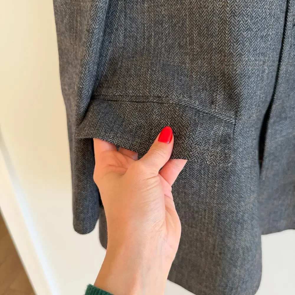 Brooks Brothers Lambswool Herringbone Single-Breasted Blazer Gray 43